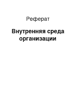 Реферат: Внутренняя среда организации