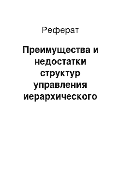 Реферат: Преимущества и недостатки структур управления иерархического типа