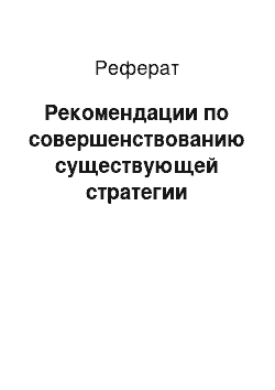 Реферат: Рекомендации по совершенствованию существующей стратегии