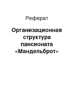 Реферат: Организационная структура пансионата «Мандельброт»