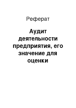 Реферат: Аудит деятельности предприятия, его значение для оценки эффективности систем менеджмента качества