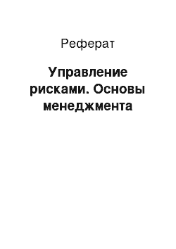 Реферат: Управление рисками. Основы менеджмента