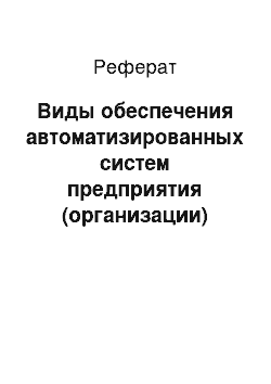 Реферат: Виды обеспечения автоматизированных систем предприятия (организации)