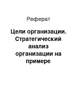 Реферат: Цели организации. Стратегический анализ организации на примере гостиницы "Ярославская"