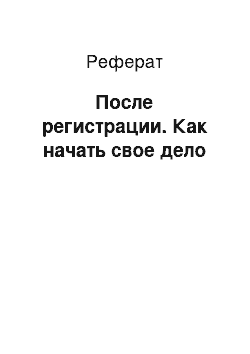 Реферат: После регистрации. Как начать свое дело