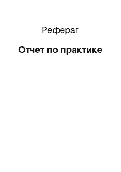 Реферат: Отчет по практике