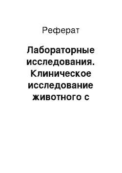 Реферат: Лабораторные исследования. Клиническое исследование животного с применением лабораторных методов и оформление "Status Praesens"