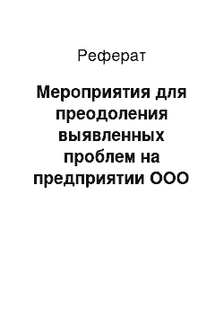 Реферат: Мероприятия для преодоления выявленных проблем на предприятии ООО «ЭкоМебель»