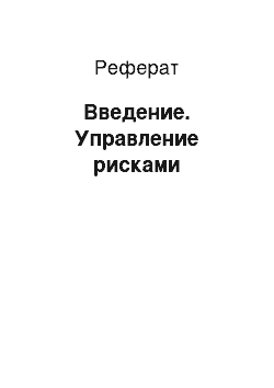 Реферат: Введение. Управление рисками