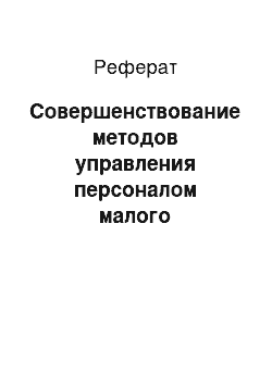 Реферат: Совершенствование методов управления персоналом малого предприятия