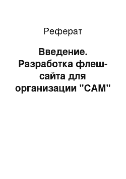 Реферат: Введение. Разработка флеш-сайта для организации "САМ"