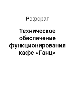 Реферат: Техническое обеспечение функционирования кафе «Ганц»