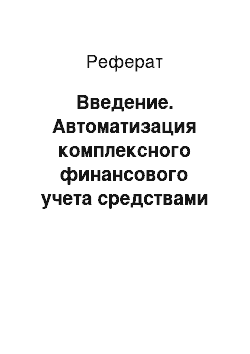 Реферат: Введение. Автоматизация комплексного финансового учета средствами MS Excel