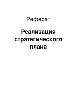 Реферат: Реализация стратегического плана