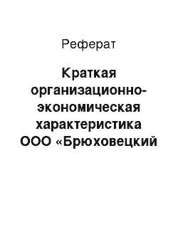 Реферат: Краткая организационно-экономическая характеристика ООО «Брюховецкий Хлебозавод»