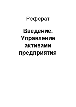 Реферат: Введение. Управление активами предприятия