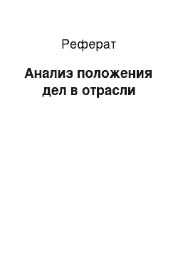 Реферат: Анализ положения дел в отрасли