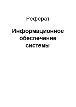 Реферат: Информационное обеспечение системы