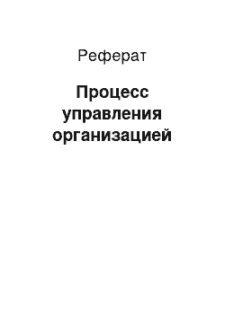 Реферат: Процесс управления организацией