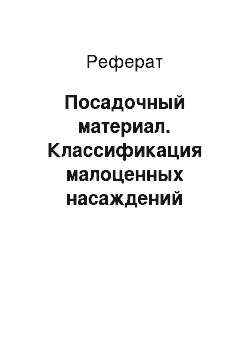 Реферат: Посадочный материал. Классификация малоценных насаждений