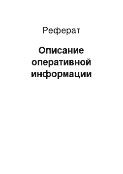 Реферат: Описание оперативной информации