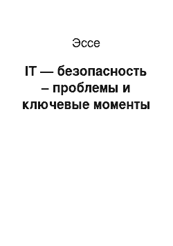 Эссе: IT — безопасность – проблемы и ключевые моменты